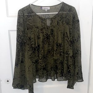 Jennifer Lopez Olive and Black Snake Print Blouse
